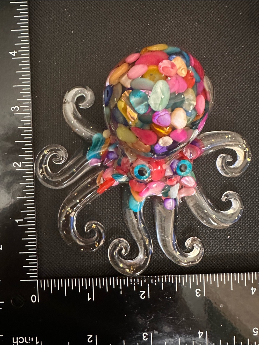 Resin and Rainbow Multi Colored Crystal Chips Octopus Figure - Picture 10 of 10